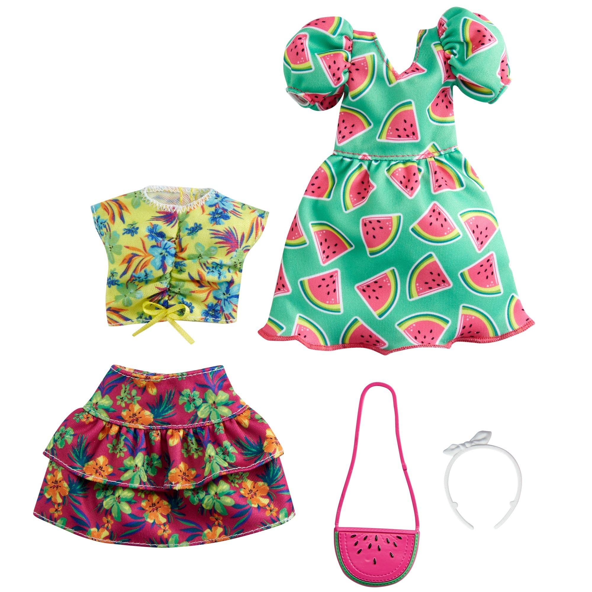 Barbie Fashion Watermelon Tropical and Accessories for Storage 3 and GRC85 2-Pack [Dress Dolls] [Includes Case] [Ages Up]