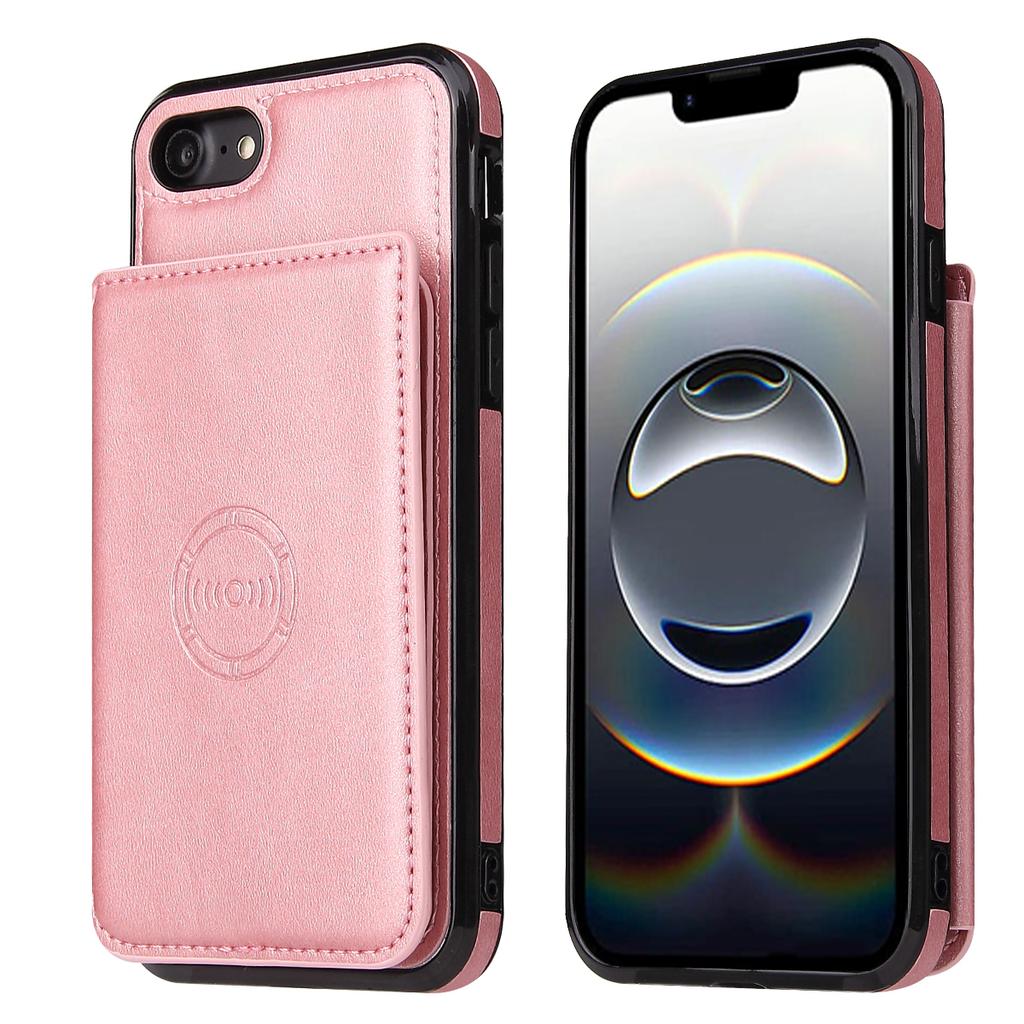 For iPhone 16e Case Card Holder Kickstand PU Leather+TPU Phone Cover