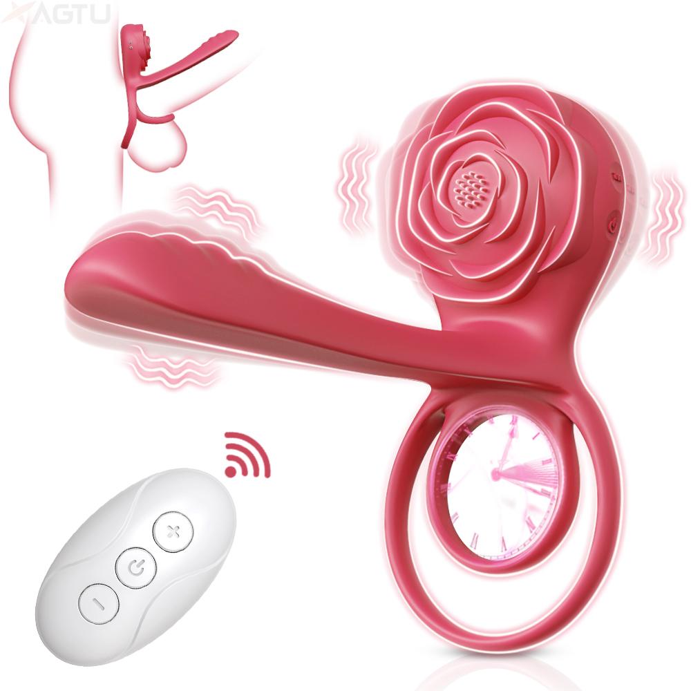 Remote Control Sex Toy Penis Cock Vibrator for Men Delay Ejaculation Stimulator Dick Enlarger Penis Ring for Men Couples