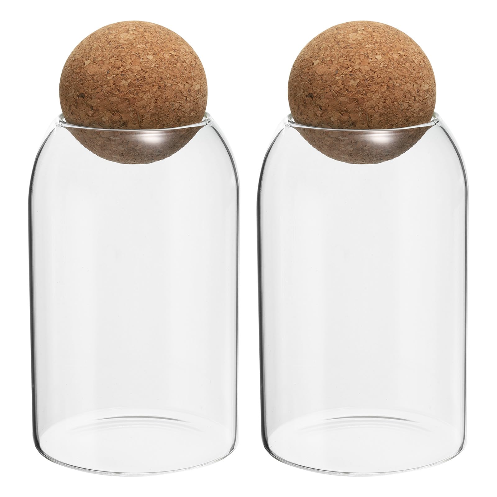 

PATIKIL Glass Storage Containers with Ball Cork Set of 2 Kitchen Glass Jar Candy Jar Decorative Glass Canister for Nuts Sugar Coffee Beans 500ml/17oz