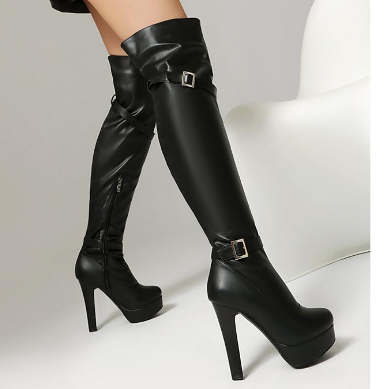 Platform Overknees Boots Women's Super High Heels Over the Knee Boot Black Long Fetish Shoes Lady Large Size 48 2025 Trends