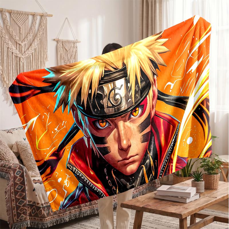Naruto Uzumaki Printed Flannel Blanket, Skin Friendly Warm Throw for Indoor Couch Bed Daily Use