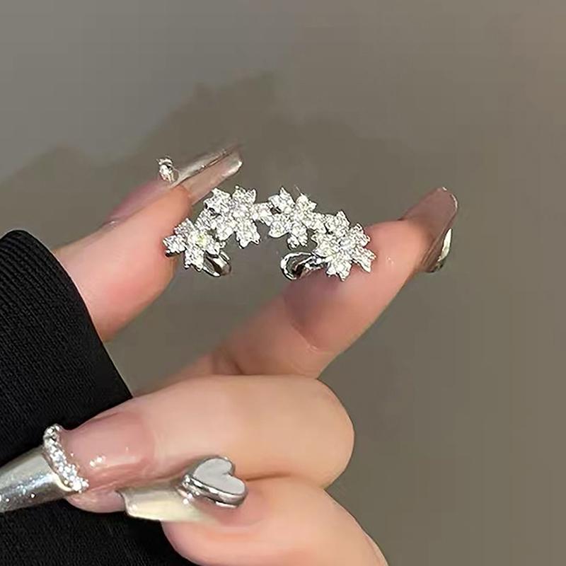 1 Stück Trendiger Schlichter Zirkonia Blumen Ohrklemme Ohrring Ohne Piercing Für Damen Funkelnder Ohr Manschetten Clip Party Hochzeit Schmuck Geschenk