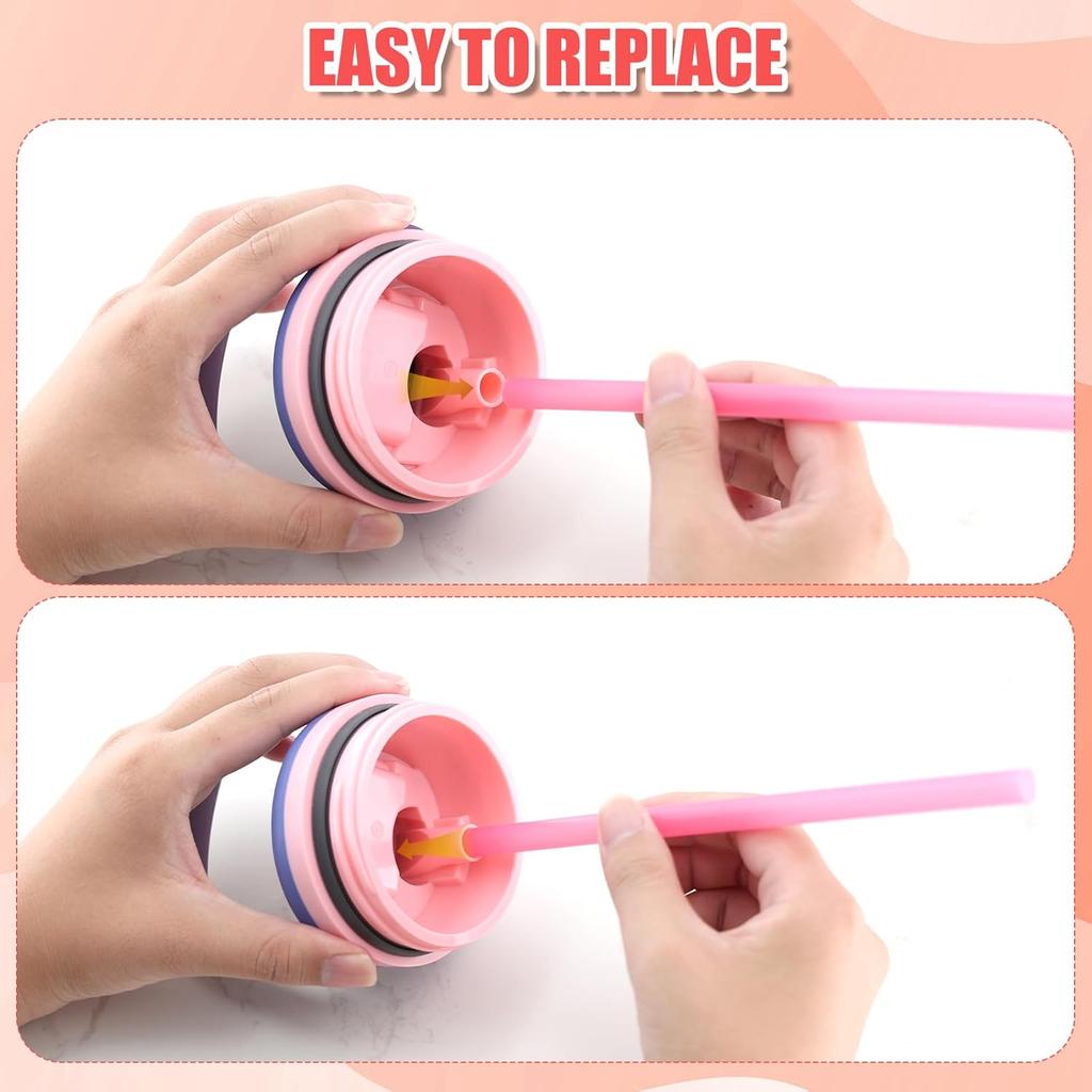 6pcs Straw Replacements for Owala FreeSip Sway 30oz, Plastic Straws Reble with Cleaning Brush Tumbler Cup Accessories Parts Compatible with Owala