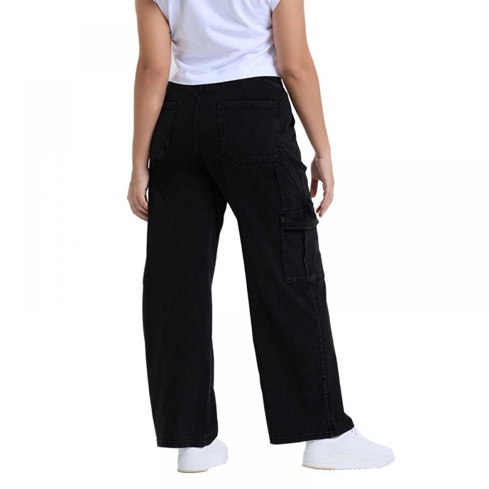 Yoga jeans met wijde pijpen en zakken, maat Large.