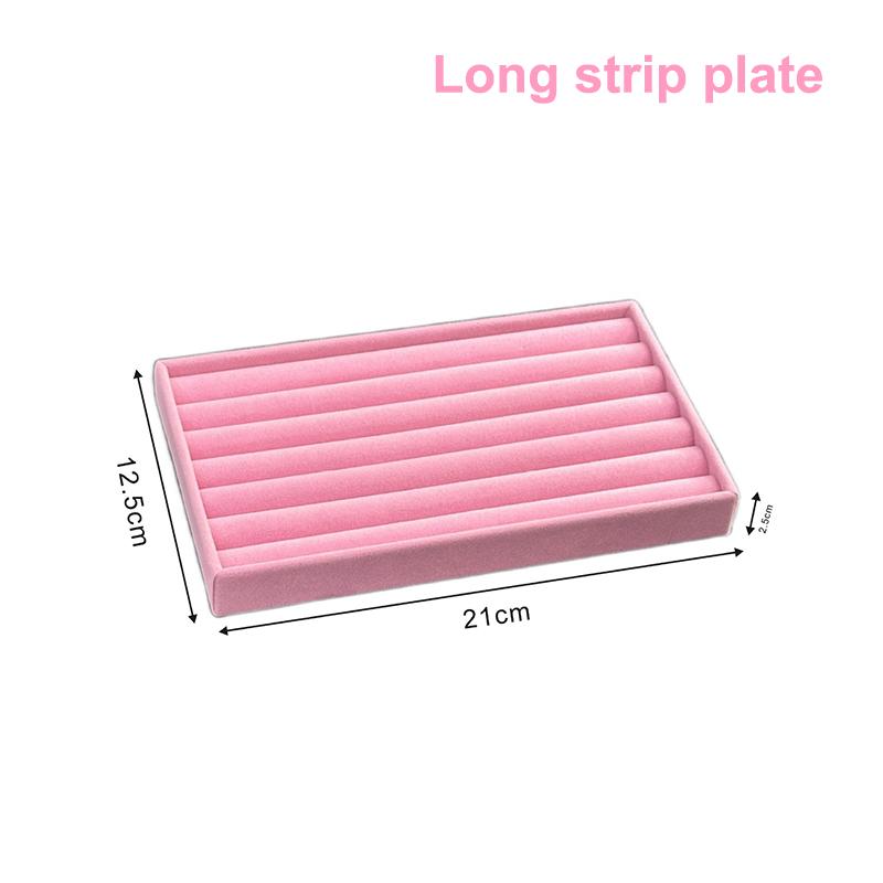 Flockovaný šperkovnicový displejový podnosový stojan Více stylů pro náhrdelník, náramek, náušnice, prsten Organizér Box