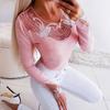 Women's Stretch  Shirt Long-Sleeved Lace Bottoming Shirt Blouse