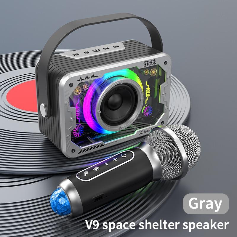 

VAORLO 3D Surround Bluetooth-динамик + беспроводной двойной микрофон с низкой задержкой для пения дома Hi-Fi стерео супер бас для караоке With 1 MIC