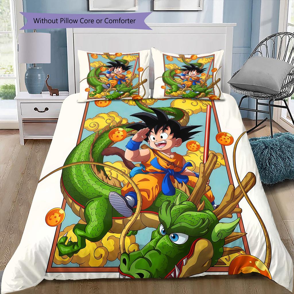 Dragon Ball Kid Goku Childhood Bedding Set, 1 Duvet Cover & 2 Pillowcases, Home Decor, Perfect Gift for Dragon Ball Fans