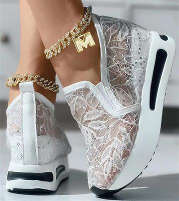 Płaskie buty ze sznurowaniem Platforma Damskie Buty Sportowe Siateczkowe Oddychające Sneakersy 2023 Lato Nowe Casualowe Sandały Do Biegania Plażowe Rocking Buty do Tańca