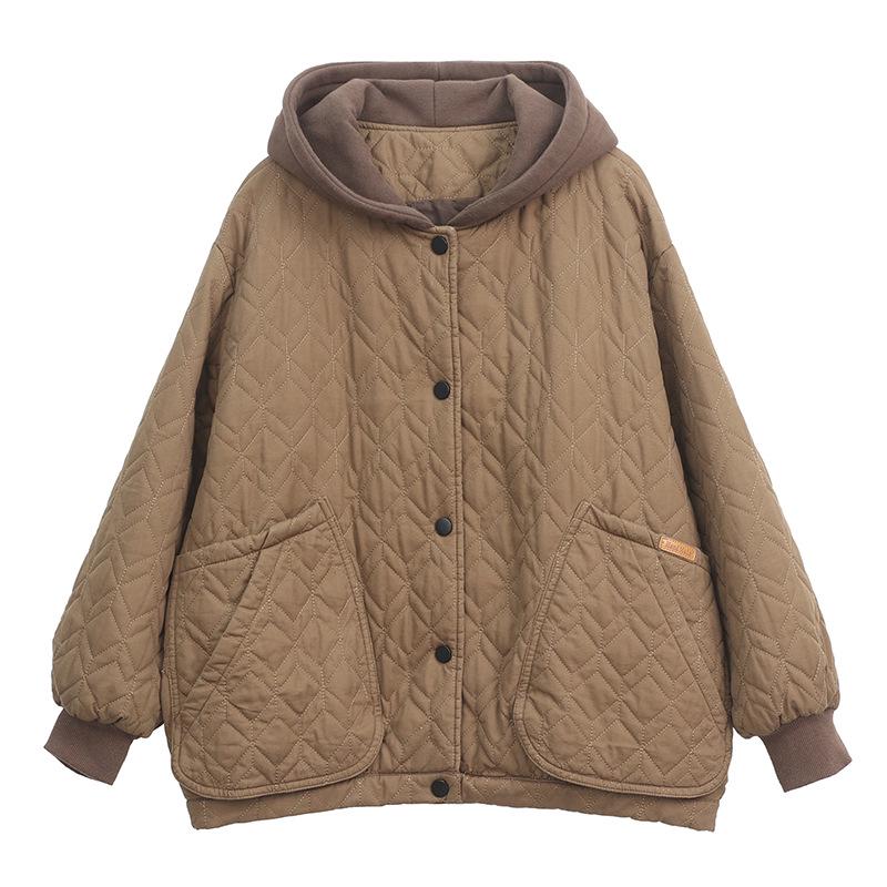 2024 Women's Hooded Thick Cotton Jacket - Casual, Plus Size, Autumn/Winter Outerwear