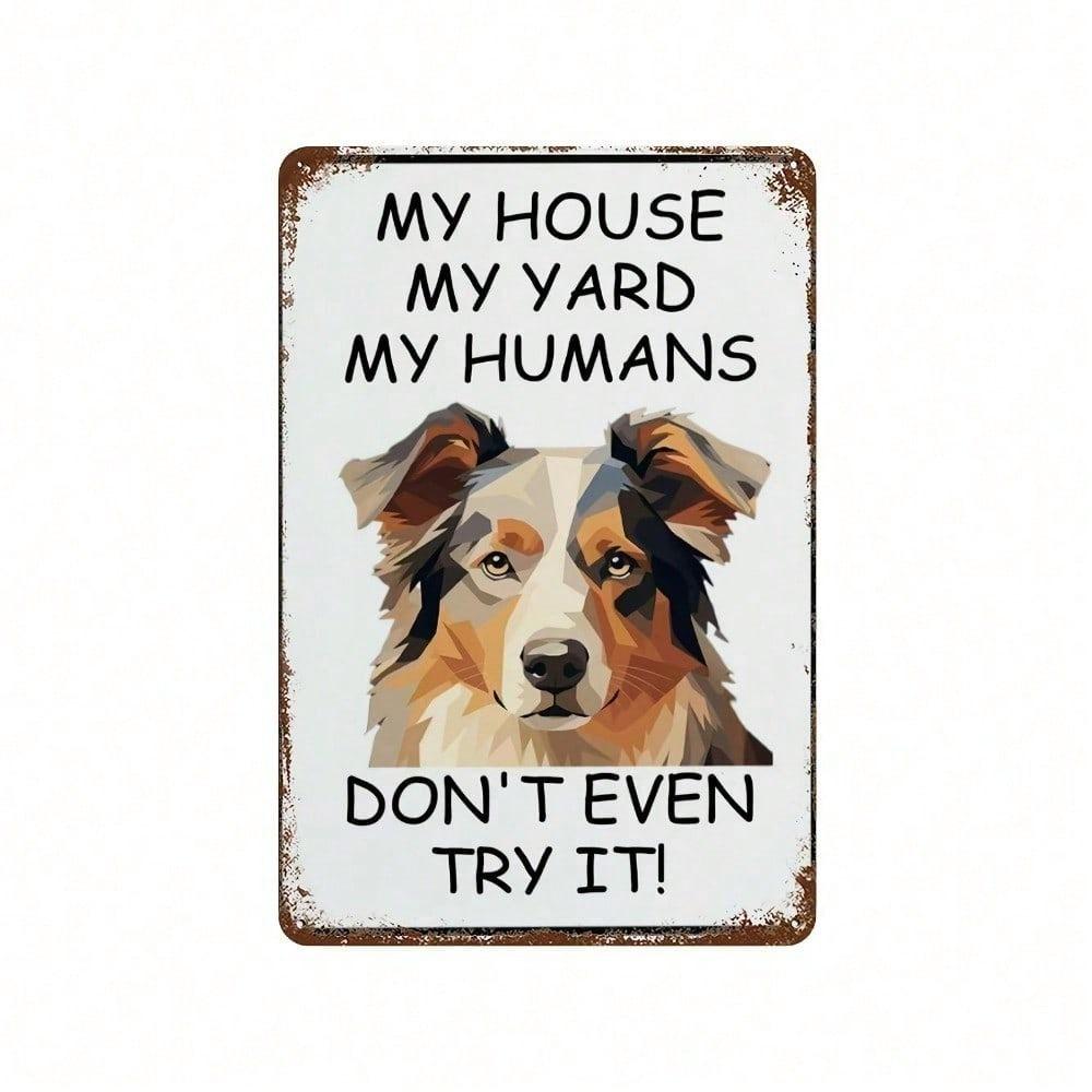 1pc Vintage Australian Shepherd Tin Sign 8x12in, Unframed Farm Dog Metal Plaque, Retro Pet Lover Decor for Home Yard Garage Cafe