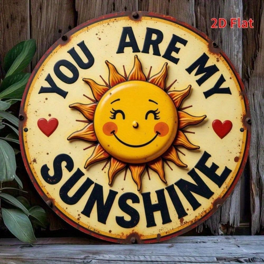 Vintage Round Iron Wall Art You Are My Sunshine Metal Sign Rustic Home Decor Gift