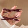 2pcs Korean Style PU Leather Bow Hair Clip Simple Versatile Delicate Y2k Girls Bobby Pin Sweet Charming Hair Accessories