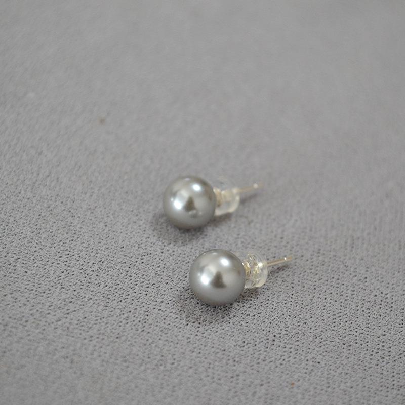 Korean Luxury Silver-Gray Pearl 925 Silver Earrings