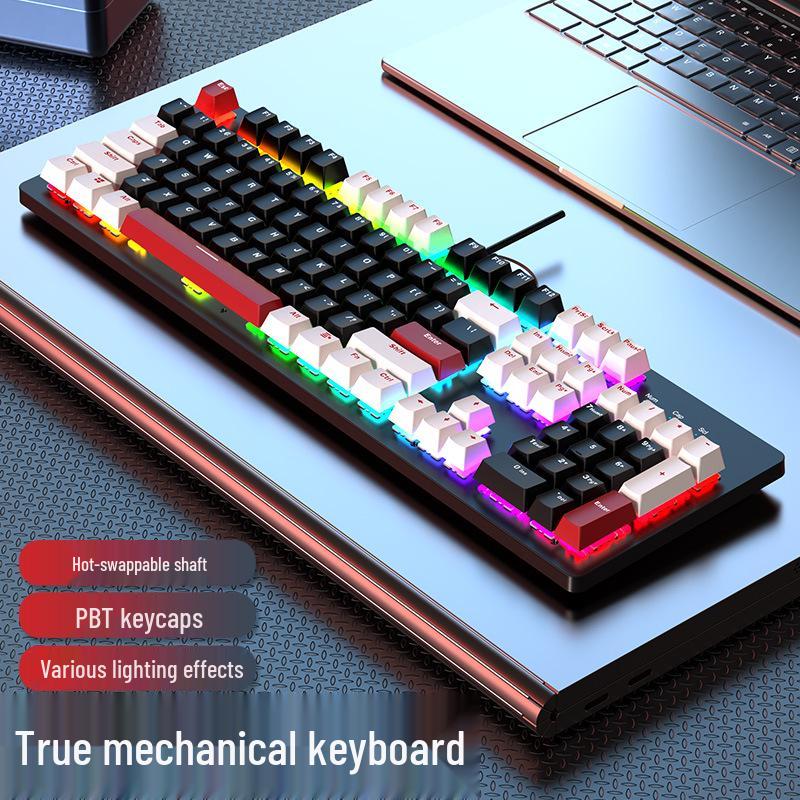 Gaming Mechanical Keyboard - 104 Keys with Blue, Red, Black, or Brown Switches for eSports, Girls, and Office Use