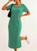 Spring and summer new split design women's fashion striped dress