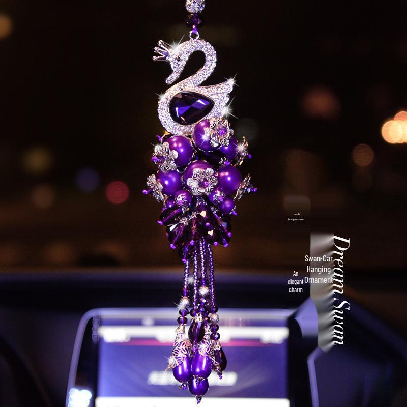 Crystal Swan Car Pendant - Cute and Creative Ornament for Car Interior, Ladies' Jewelry