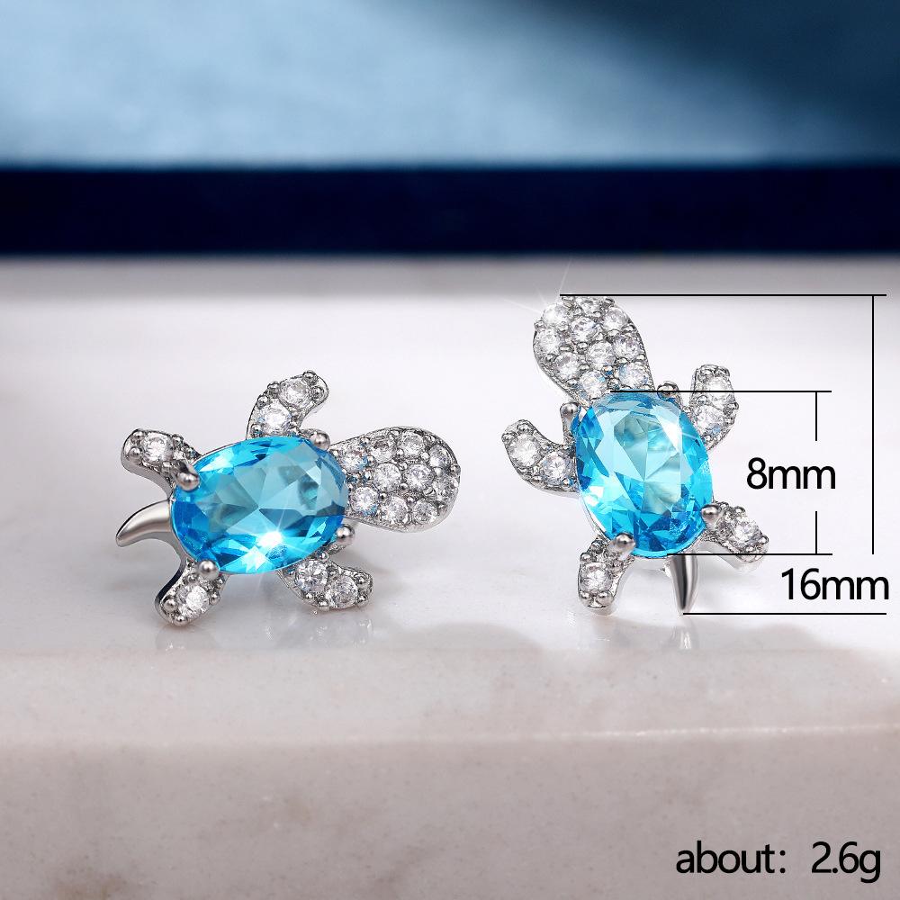 Creative Cute Turtle Zircon Earrings Women'S Wind Animal Earrings Diamond Stud Earrings