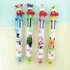 Creative Christmas 6-Color Ballpoint Pen with Cartoon Santa Claus - Ideal for Holiday Journaling and Student Prizes.