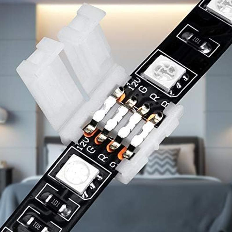 5 pezzi Connettore LED 4 PIN 8mm Forma a L 8mm 4pin RGB 3528 2835 Strisce LED Angolo a 90 gradi Connettori per Fili Adattatore di Installazione