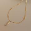 European Eight-Pointed Star Zircon Pendant Necklace, 18K Gold-Plated Titanium Steel with Tassel Lock Design for Women