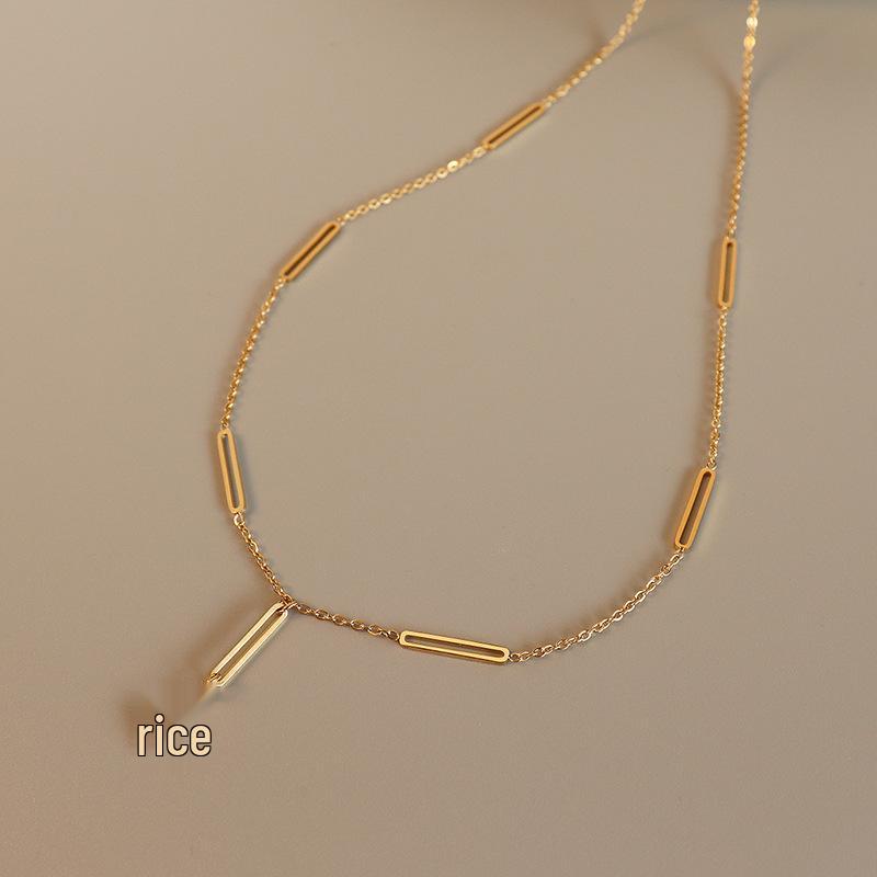 European Eight-Pointed Star Zircon Pendant Necklace, 18K Gold-Plated Titanium Steel with Tassel Lock Design for Women