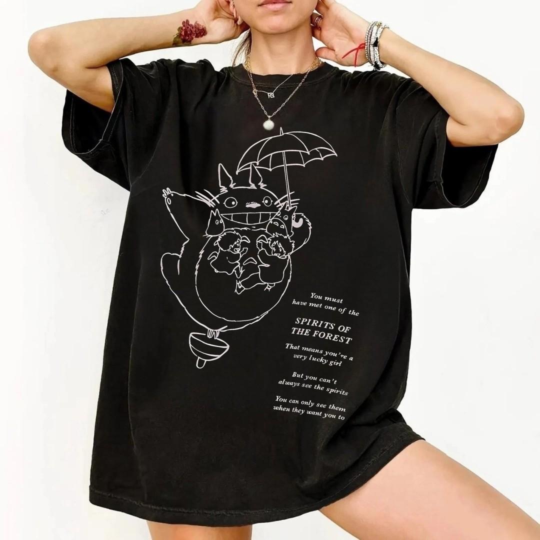 Studio Ghibli My Neighbor Totoro Lettered Tonal T-Shirt Mens Womens Tees Top Totoro Unisex Shirt L