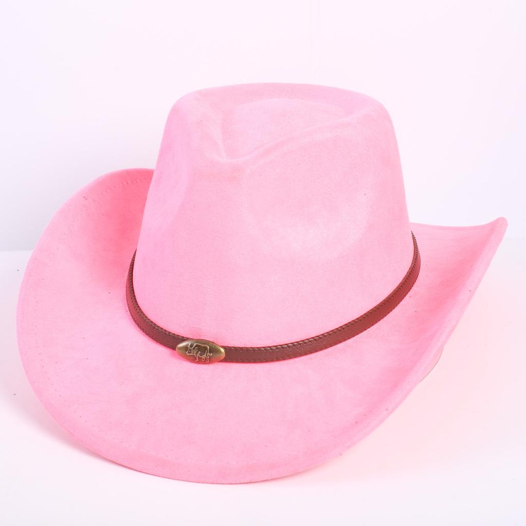Popular European and American classic suede western cowboy hat men's and women's fashion LO style peach heart cowboy hat