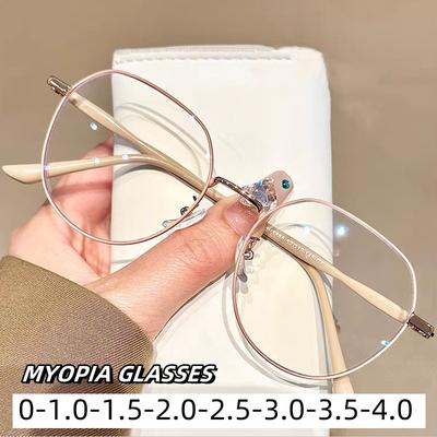 Übergroße Runde Fassung Myopie Brille Mode Hohe Definition Kurzsichtigkeit Schutzbrille Blaulichtblockierende Brille 0-1.0-1.5-2.0-4.0