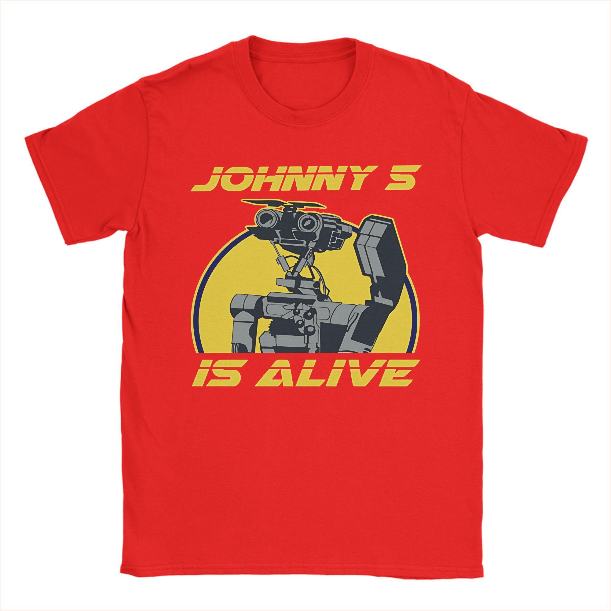 Short Circuit 100% Cotton T-Shirt For Mens Summer Johnny 5 is Alive Streetwear T Shirts Crewneck Fashion Tee Plus Size Tops S