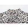 Women's Round Neck Long Sleeve Tight Bag Hip Slit Sexy Hot Casual Fashion Leopard Print Dress