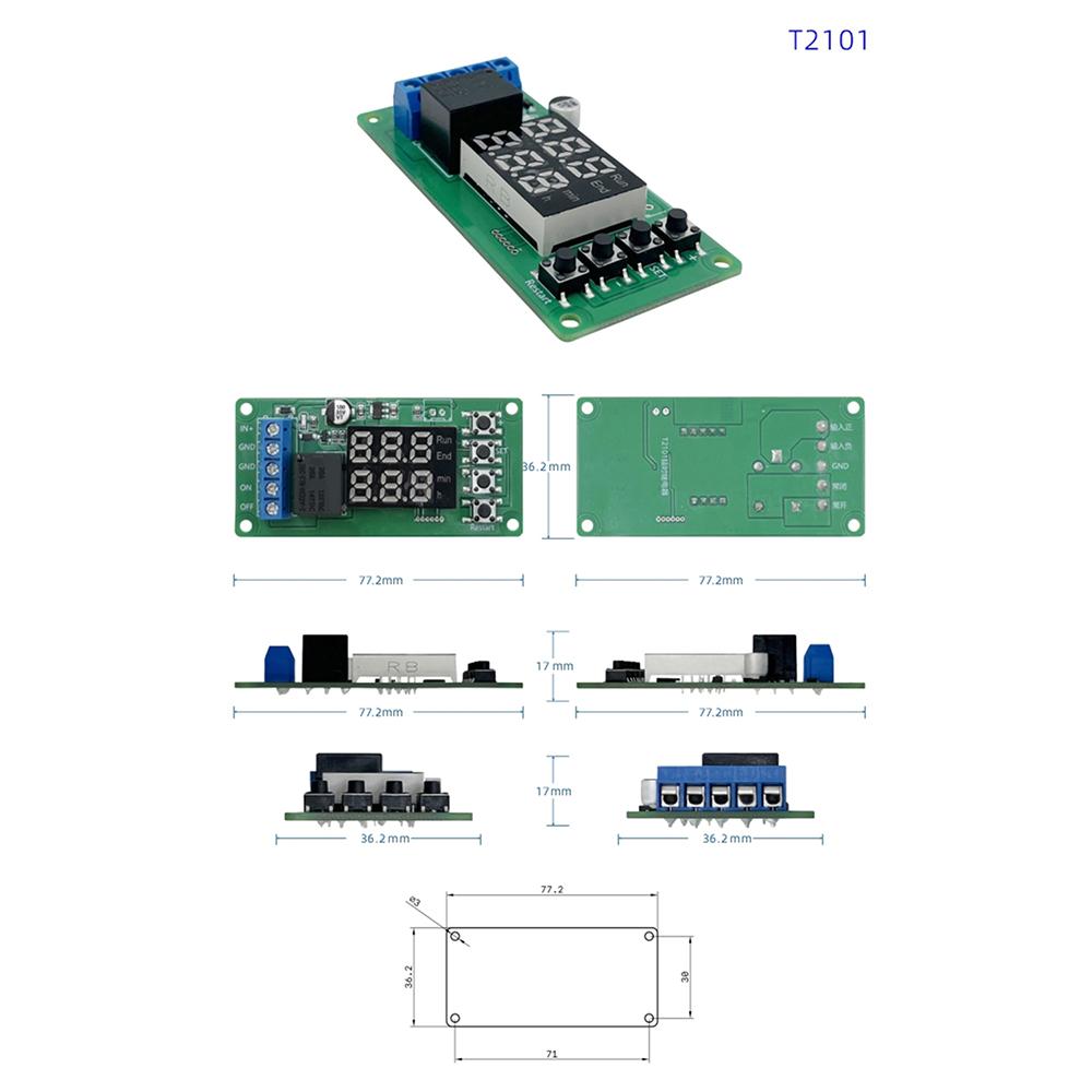 T2101 DC 12V Programmable Timer Controller - Dual-Mode Single-Channel Delay Relay Module with Direct Output