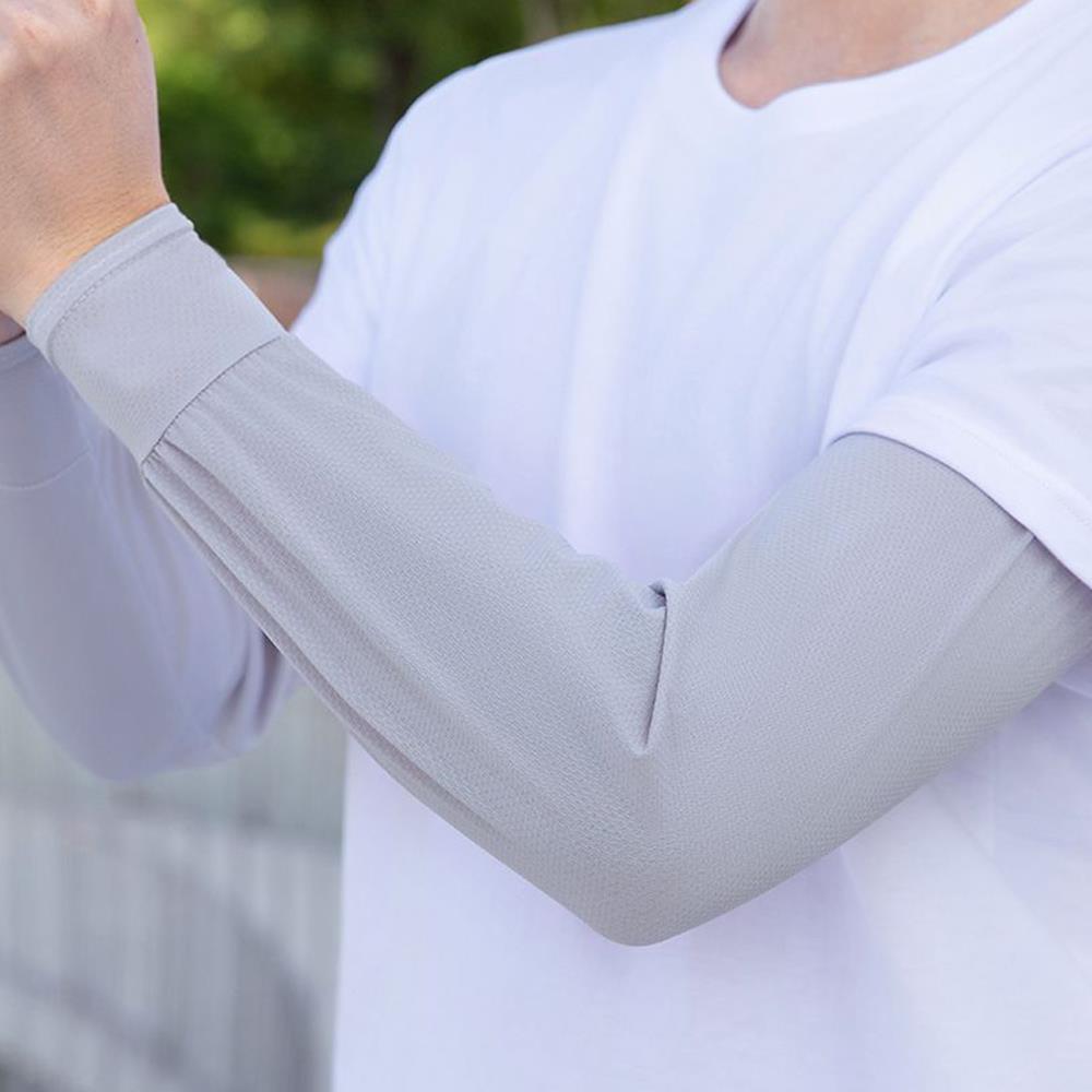 1Pair Ice Silk Sleeve Sun Protect Anti-Slip Sunscreen Cuffs Large Size Driving Sun Protection Arm Sleeves Breathable Arm Warmer