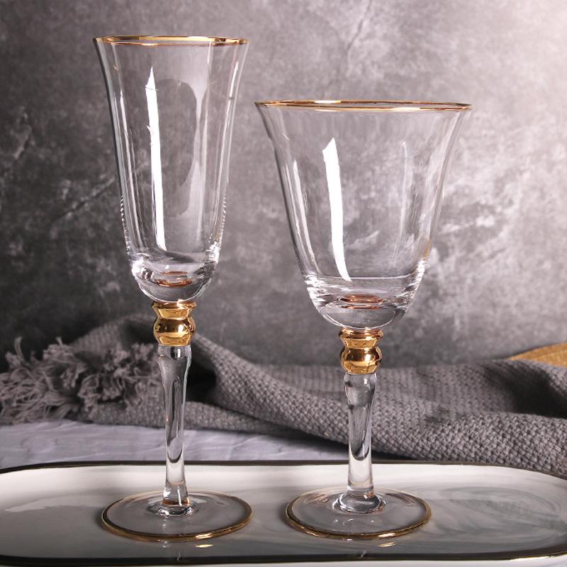 Elegant Gold-Rimmed Wine and Champagne Glasses for Dining and Decor