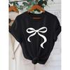 Women's Bow Design Short Sleeve Round Neck Printed T-Shirt - Y Casual Style, Soft and Breathable, Fashionable and Simple, Expressive Personality,