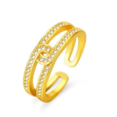 Light Luxury Full Zirconium Double-Layer Index Finger Ring, Women'S Style, High-End Niche Design, Exquisite Ring Opening, Fashionable Temperament