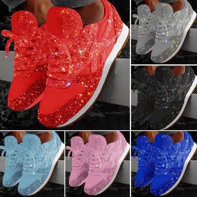 Women's Fashion Casual Breathable Crystal Bling  Sport Shoes
