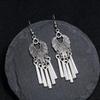 Retro Tibetan silver fringed earrings women's long temperament versatile earrings fashion personality vacation earrings