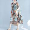 Chiffon Color Block Plus Size Dress - Loose Fit for Summer, Middle-Aged Women's Casual Skirt