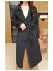 Women's Double-Breasted Wool Overcoat - Extended Trench Coat for Autumn/Winter