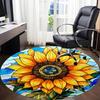 1pc Sunflower StainedGlass Office Round Area Rug, Under Office Chairs Bedroom Living Room Home Decor, Room Deco