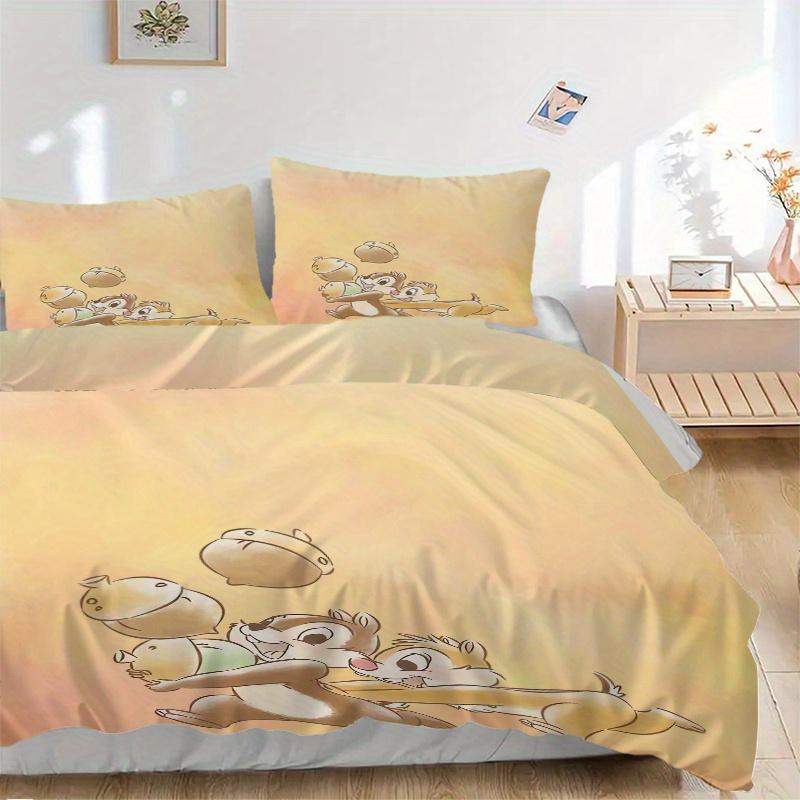 3pcs Charming Chip 'n Dale Acorn Adventure Bedding Set Includes Quilt Cover and Pillowcases, Suitable for All Seasons S009