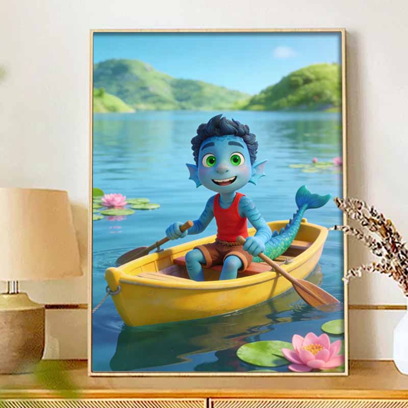 Disney DIY diamond painting 5d full diamond cross stitch Luca boat lake scenic beauty decorative painting