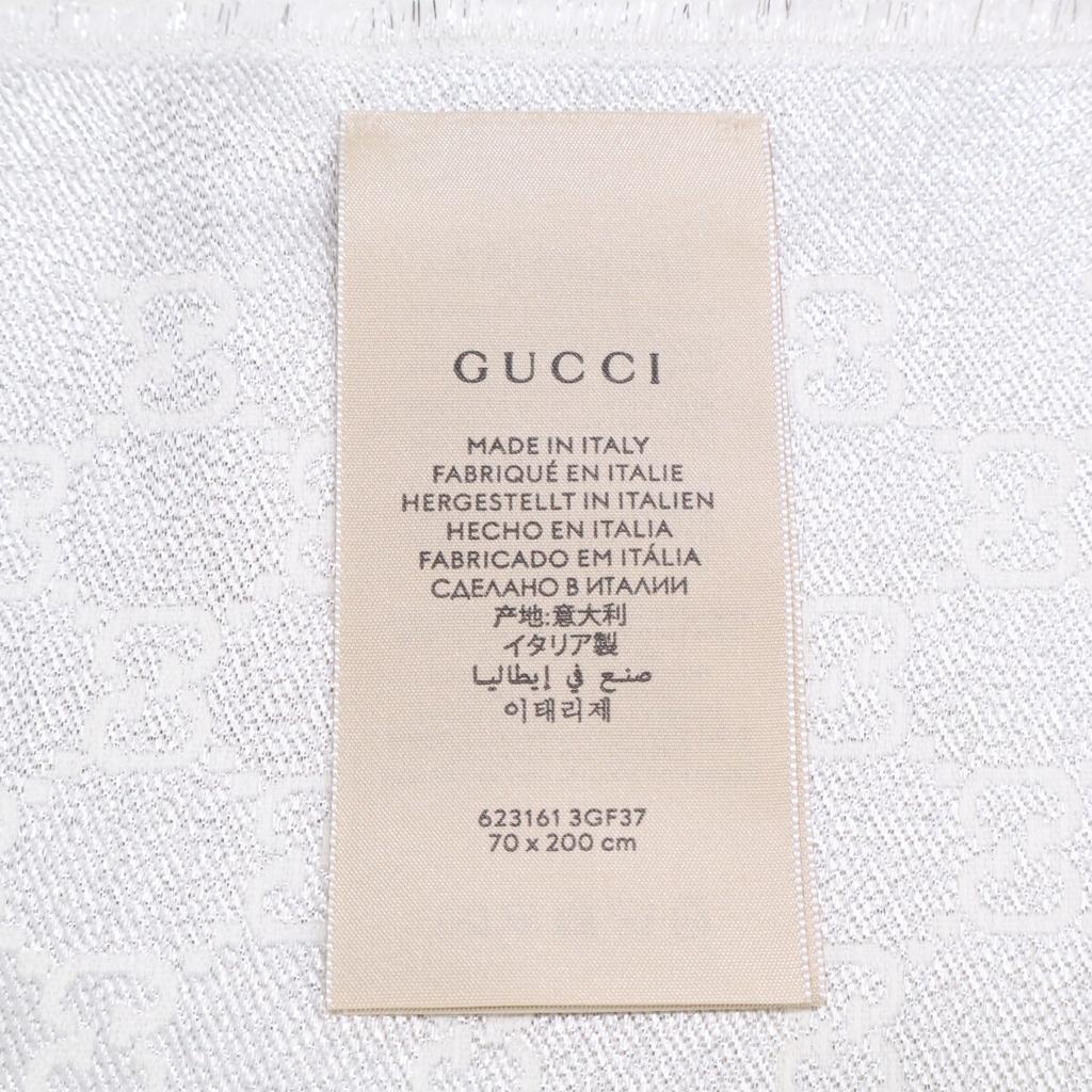GUCCI Excellent condition, domestically authorized 623161 GG glitter large size stole White x silverUsed