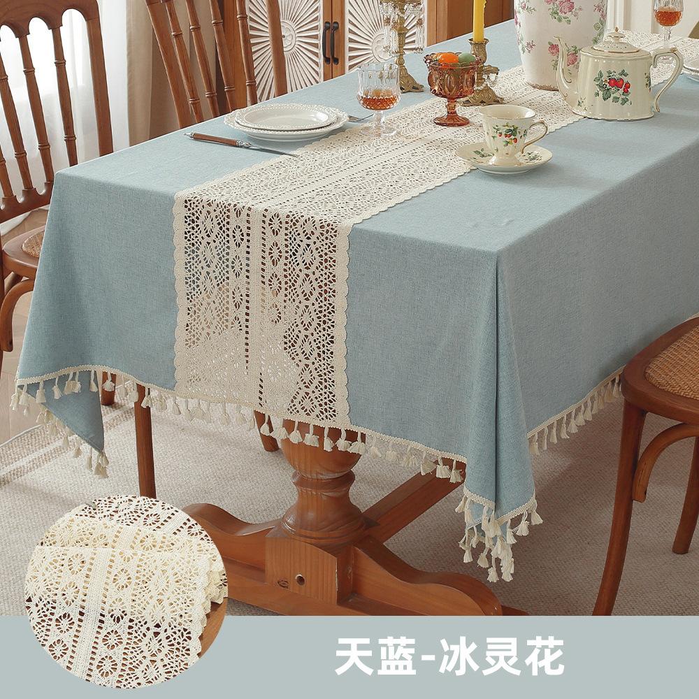 Popular Household Dining Table Tablecloth Decoration Imitation Cotton And Linen Coffee Table Towel Square Hollow Embroidered Tablecloth