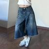 2026 Blugi Scurți Denim cu Spălare Vintage și Mustăți Femei Talie Joasă Uzati Rupti Picior Larg Largi Jorts Haine Casual de Vară