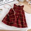 Baby Girl Red Vest Dress Autumn Winter 1st Birthday Party Outfit Cute New Year Princess Dress For Toddler Little Kids