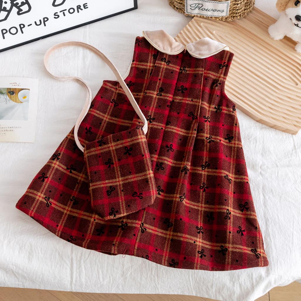 Baby Girl Red Vest Dress Autumn Winter 1st Birthday Party Outfit Cute New Year Princess Dress For Toddler Little Kids