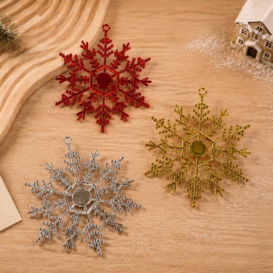 Three Dimensional Snowflake Hanging Ornaments 3Pcs Christmas Tree Snowflakes Ornaments, 10cm Glitter Plastic Glossy Electroplated Decorations